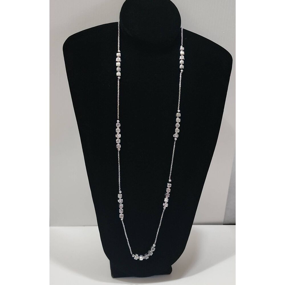 Brighton Mayan silver-tone long necklace featuring decorative beads.
